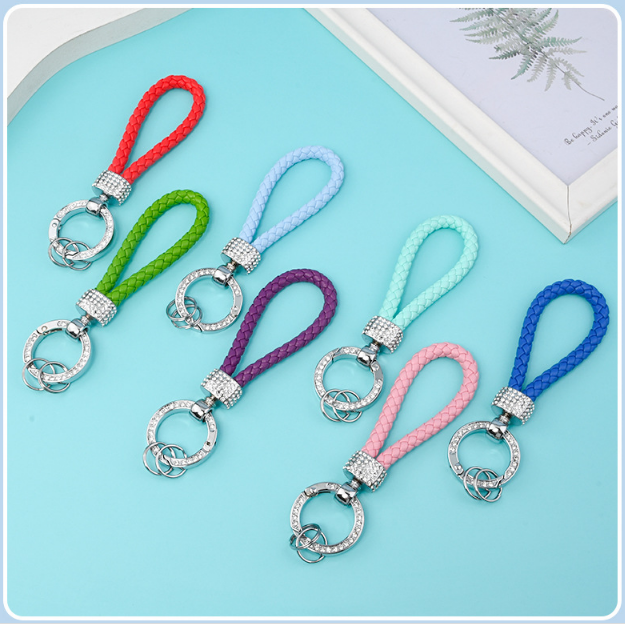 Sparkly Metal Keychains with PU Leather Strap for Car Key Case(Girl Style),Item No.: LK001