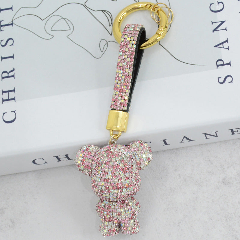 Cute Sparkly Crystal Standing Teddy Bear Keychains