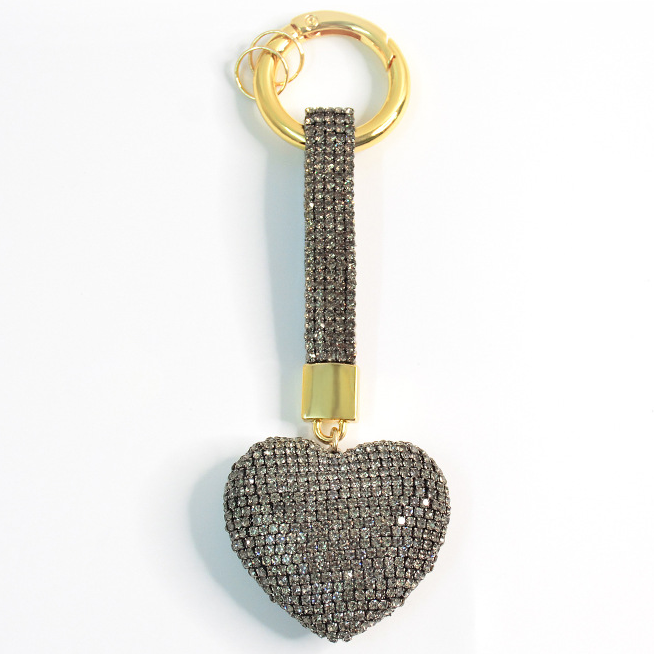 Sparkly Cute 3D Heart Keychains with Rhinestone