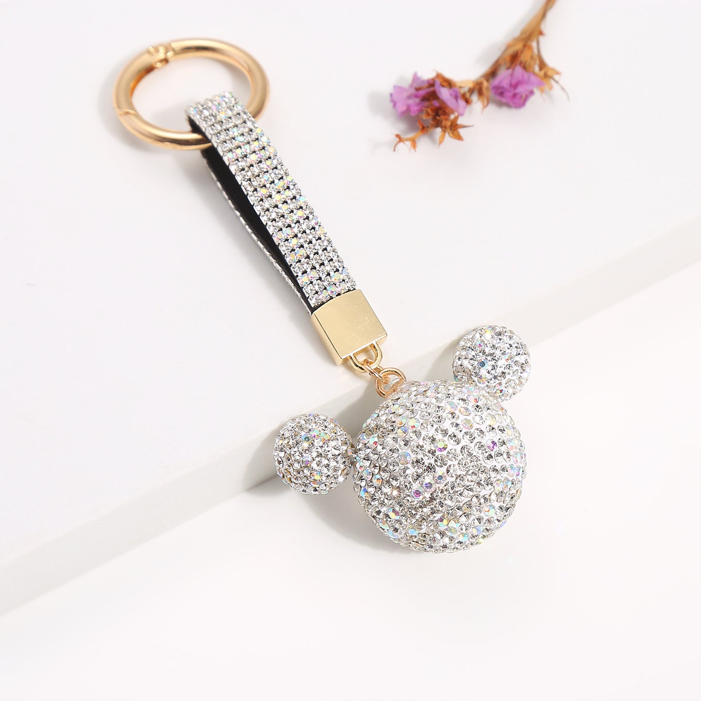 Sparkly Cute Micky Keychains with Rhinestone
