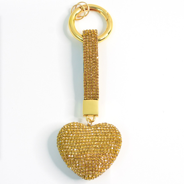 Sparkly Cute 3D Heart Keychains with Rhinestone