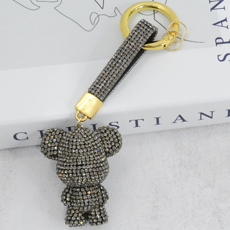 Cute Sparkly Crystal Standing Teddy Bear Keychains