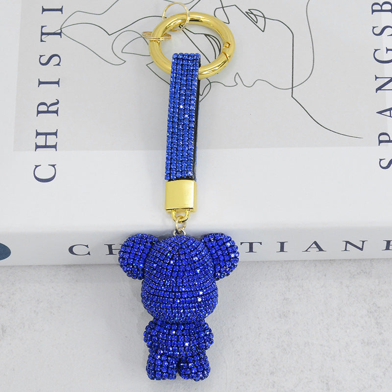Cute Sparkly Crystal Standing Teddy Bear Keychains