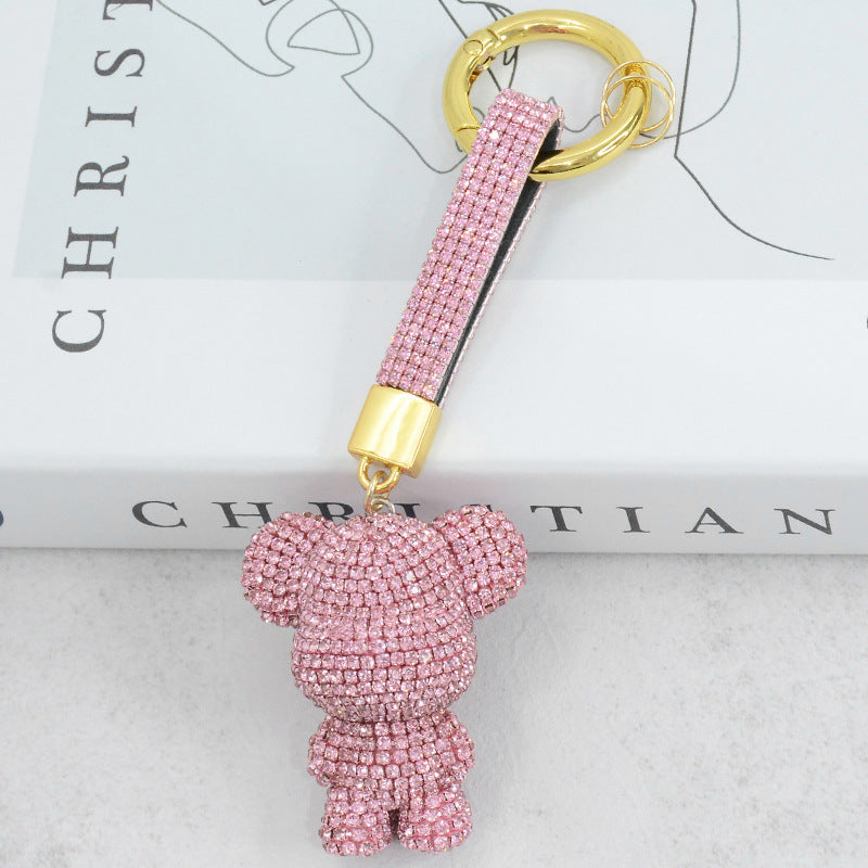Cute Sparkly Crystal Standing Teddy Bear Keychains