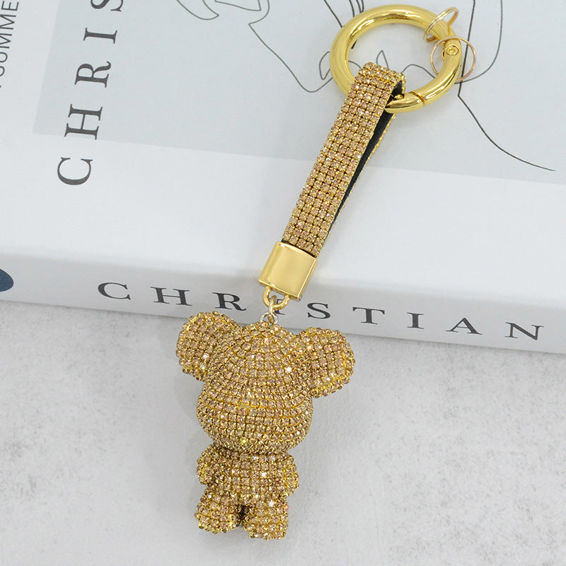 Cute Sparkly Crystal Standing Teddy Bear Keychains