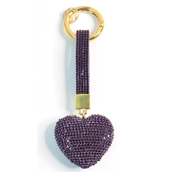 Sparkly Cute 3D Heart Keychains with Rhinestone