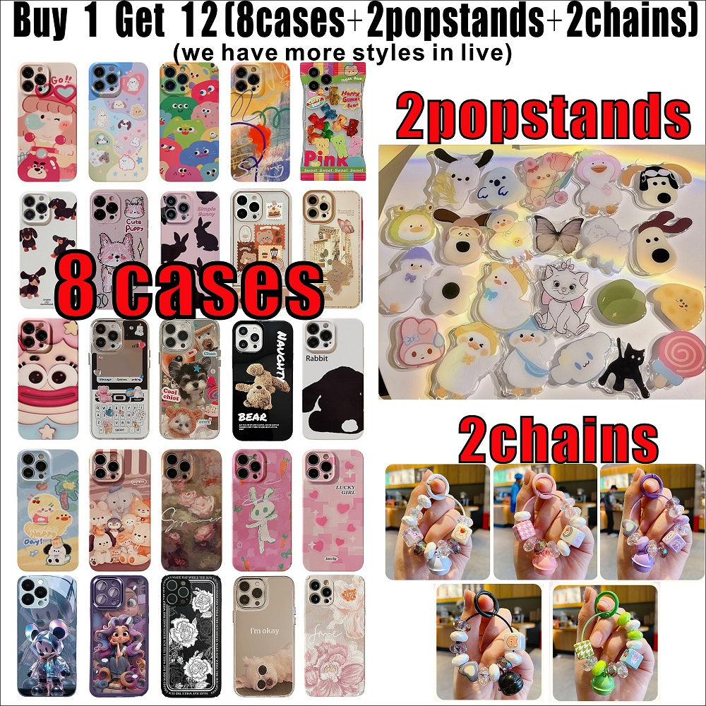 Buy 1 Get 12(8phone cases+2popstands+2chains)randomly