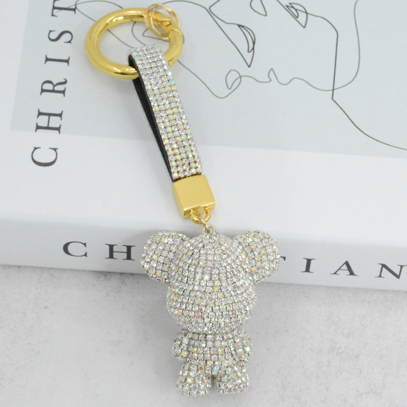 Cute Sparkly Crystal Standing Teddy Bear Keychains