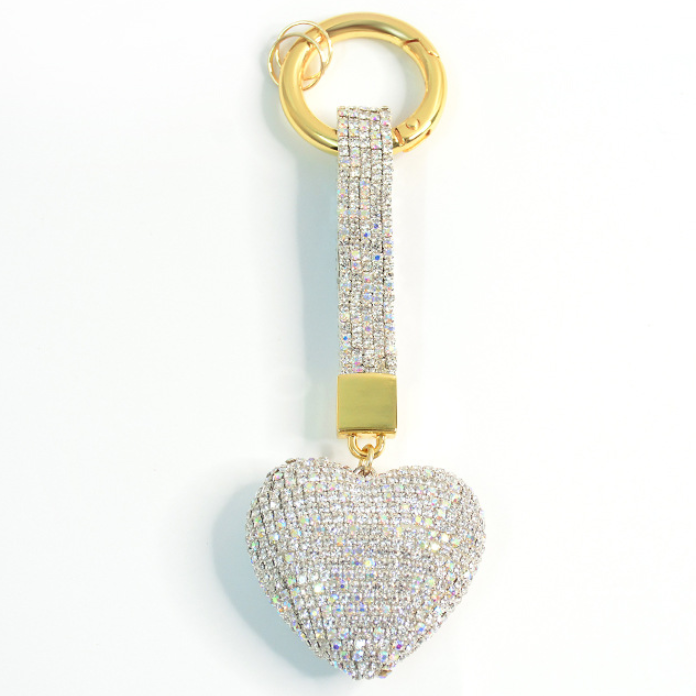 Sparkly Cute 3D Heart Keychains with Rhinestone